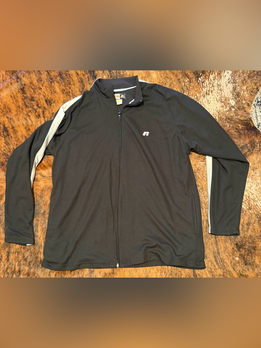 Russell Athletic Team Issue Men Large Black Full Zip Track Jacket L Vintage Y2K